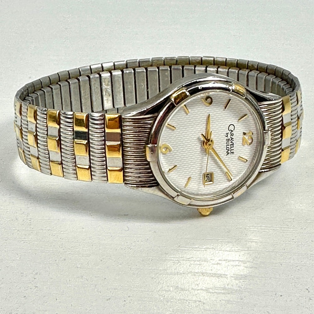 Caravelle by Bulova Vintage Women's Two Tone Watch Date Stretch Band Quartz - Picture 4 of 9